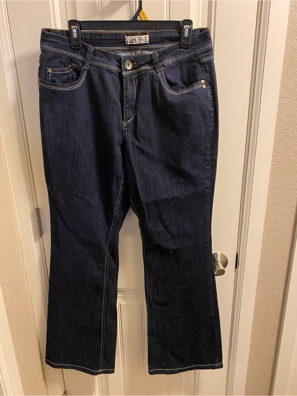 LEI Jeans 15 Juniors Sophia Hiphugger Flare Leg Stretch Dark Blue Denim